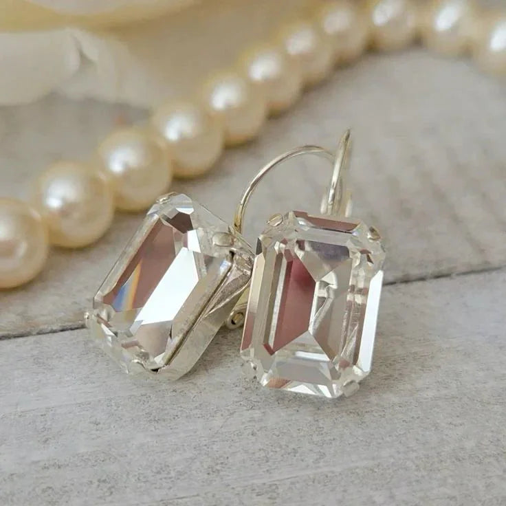 Pendientes Vintage de Cristal Blanco