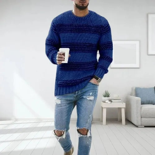 Zion | Slim fit-stickad tröja med randdesign