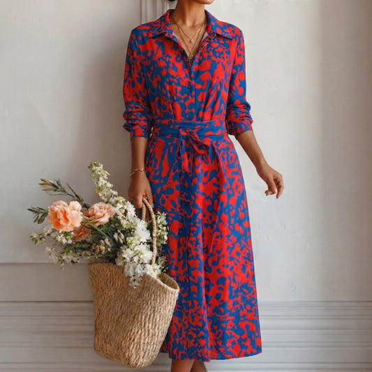 Lucía – Vestido Largo Camisero Estampado