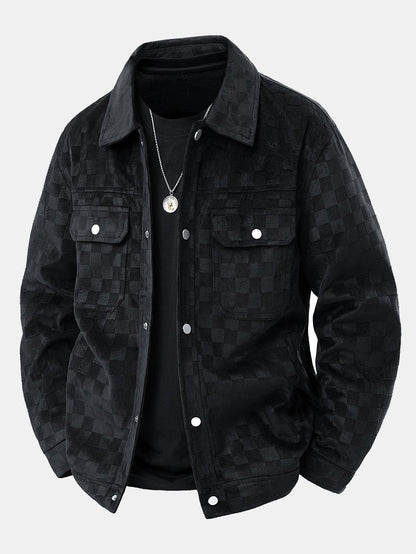 Rutig jacka i konstmocka med fickor