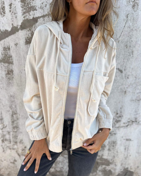 Ella™ | Felpa con cappuccio e zip in velluto a coste