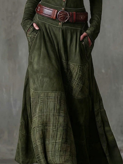 Azucena - Vestido maxi de ante con cinturón