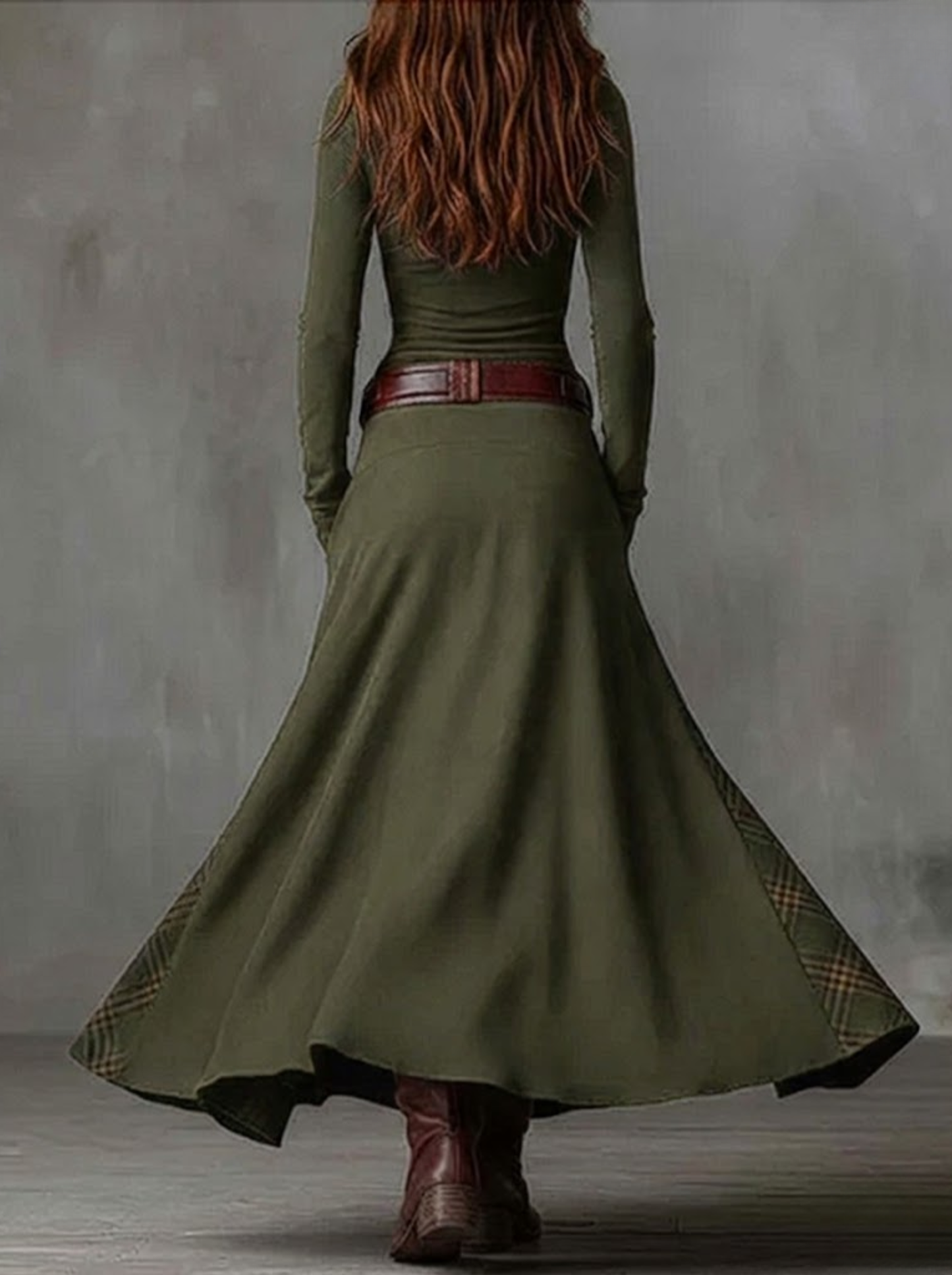 Azucena - Vestido maxi de ante con cinturón