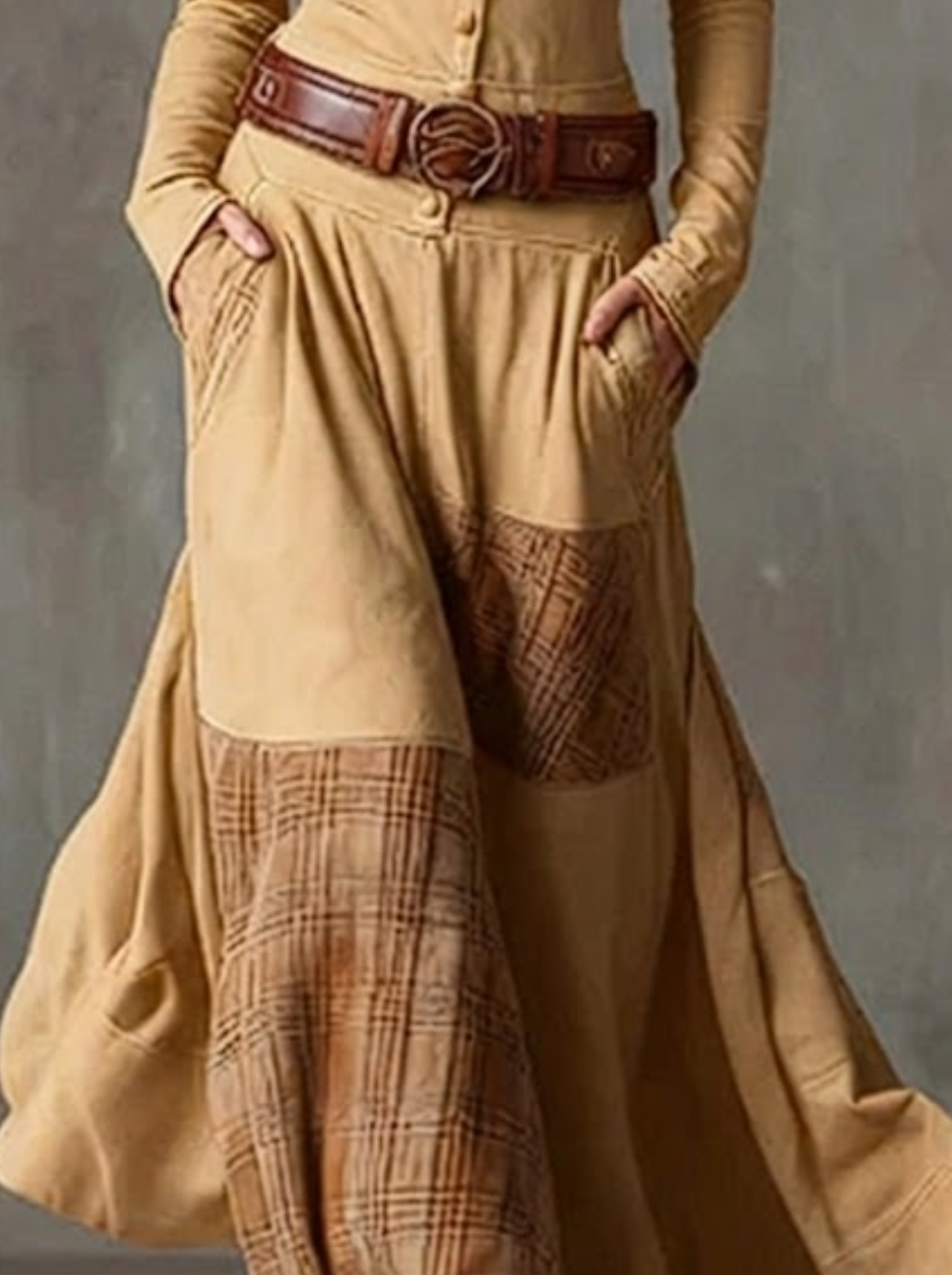 Azucena - Vestido maxi de ante con cinturón