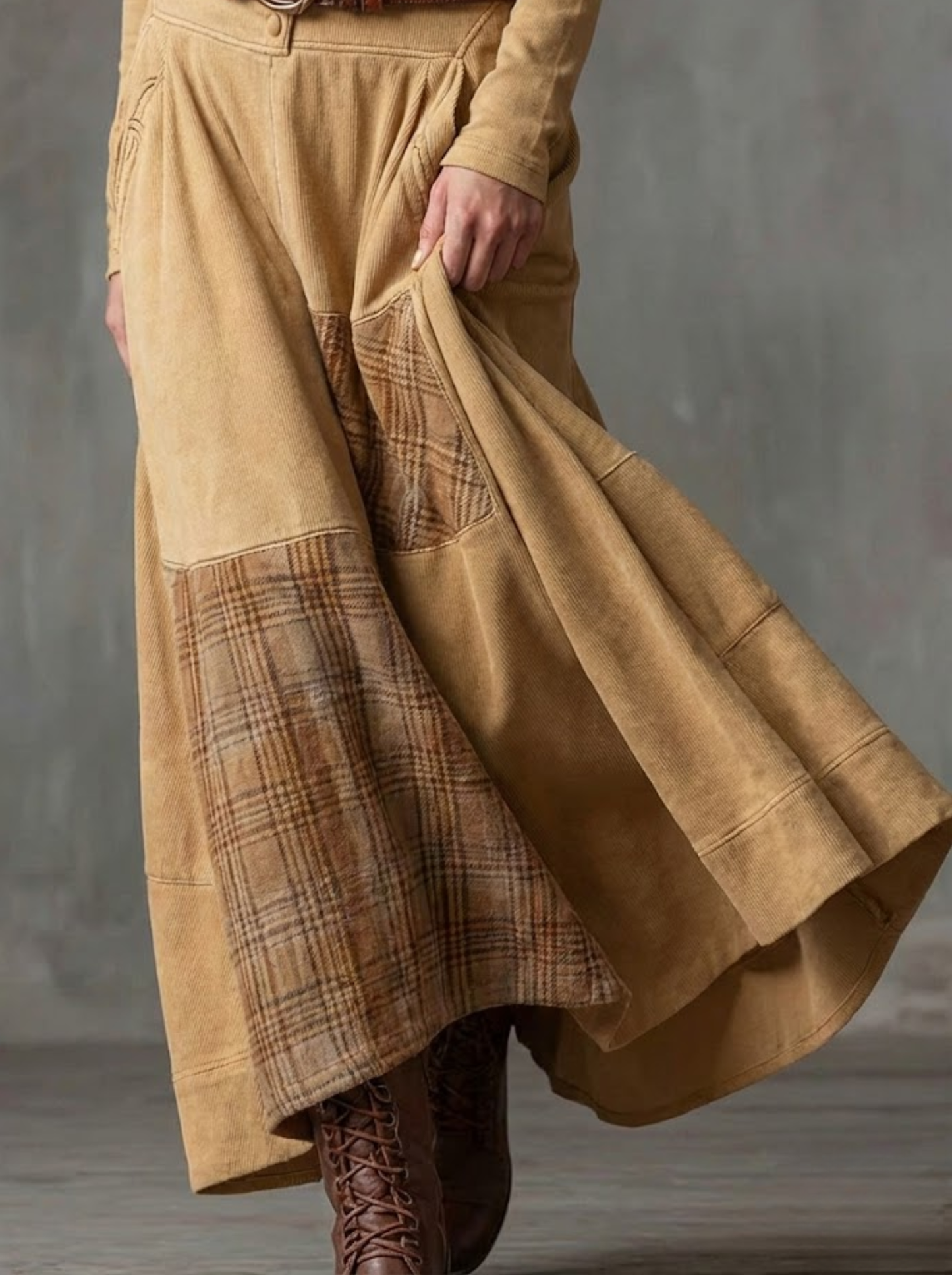 Azucena - Vestido maxi de ante con cinturón