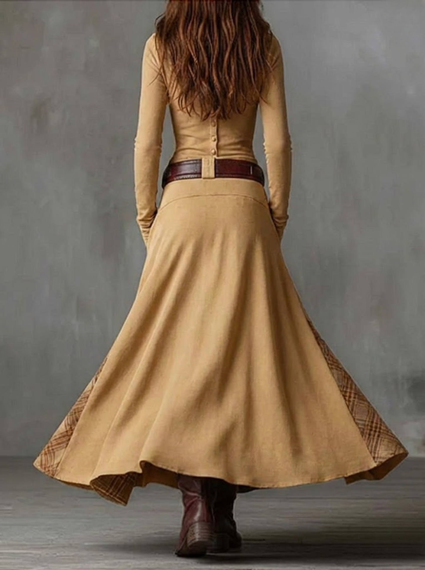 Azucena - Vestido maxi de ante con cinturón