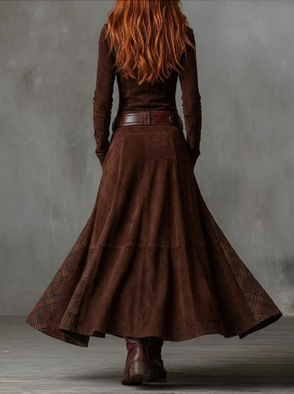 Azucena - Vestido maxi de ante con cinturón