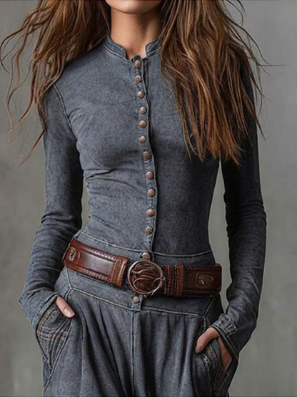 Azucena - Vestido maxi de ante con cinturón