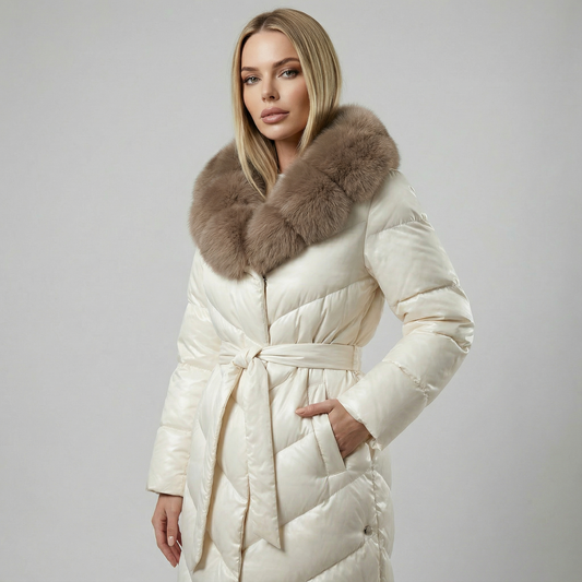 CHRISTINA | Chaqueta elegante con cuello de piel sintética