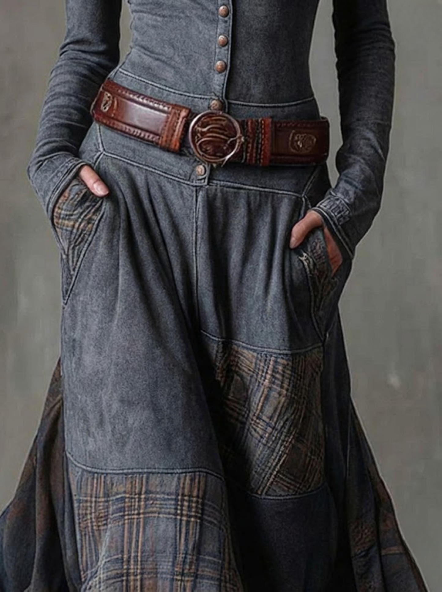 Azucena - Vestido maxi de ante con cinturón