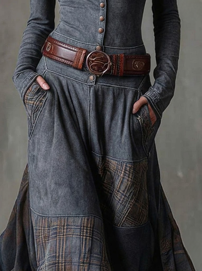 Azucena - Vestido maxi de ante con cinturón