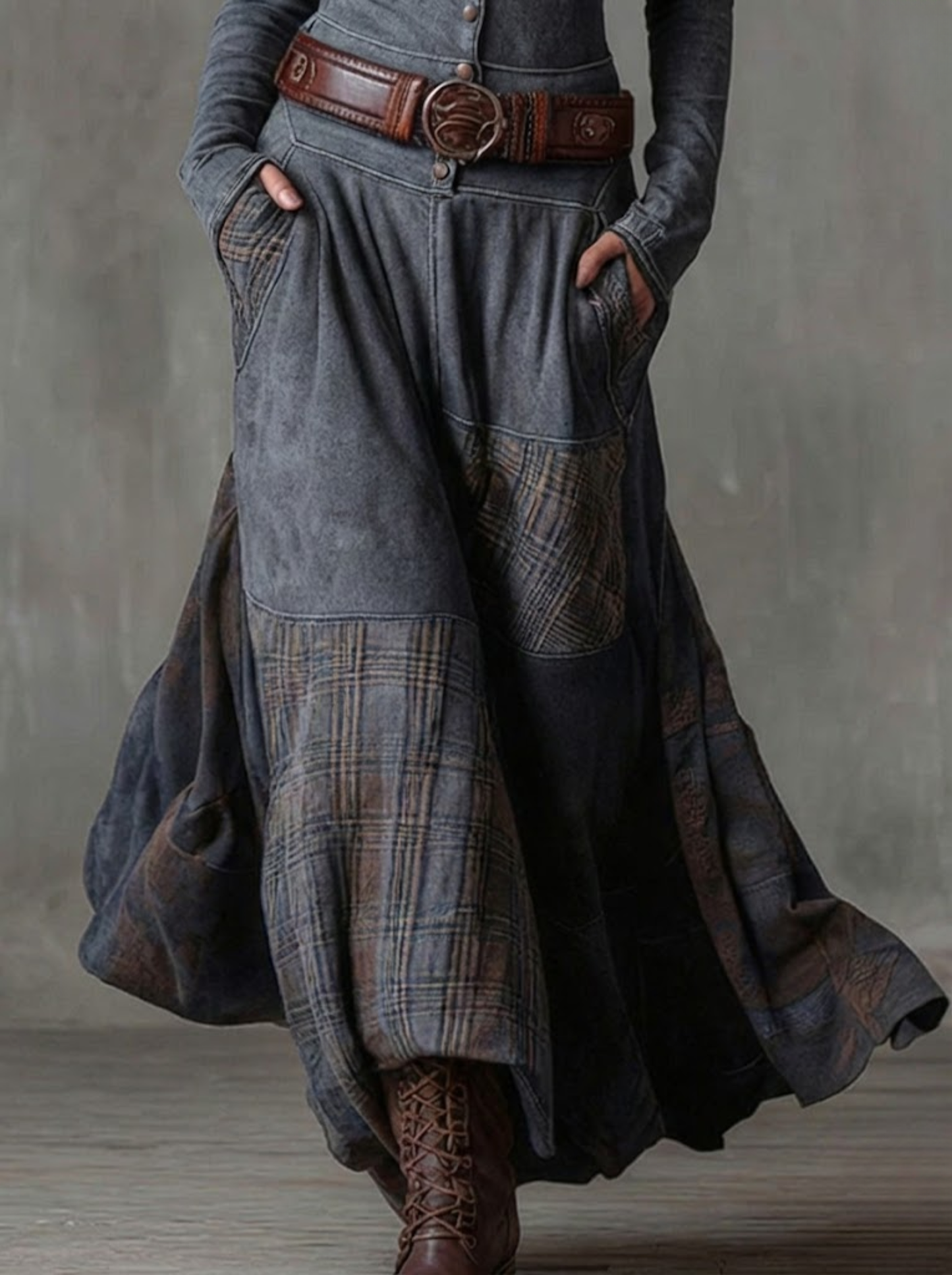 Azucena - Vestido maxi de ante con cinturón