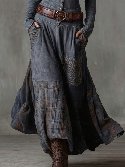 Azucena - Vestido maxi de ante con cinturón