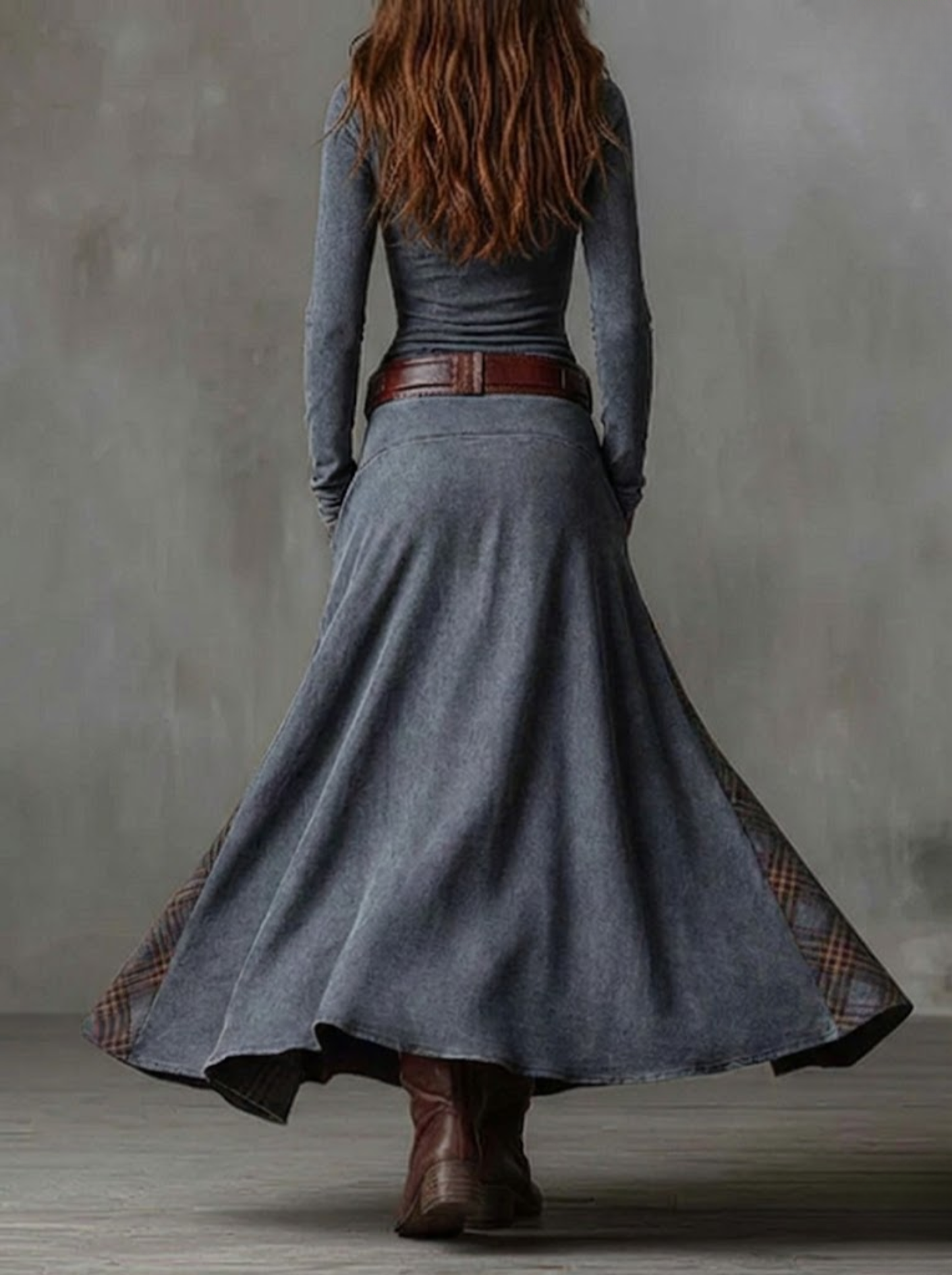 Azucena - Vestido maxi de ante con cinturón