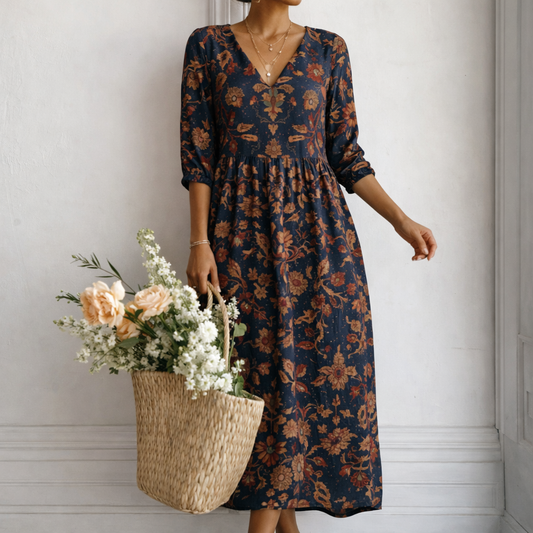 Inés – Vestido Largo Bohemio de Inspiración Étnica