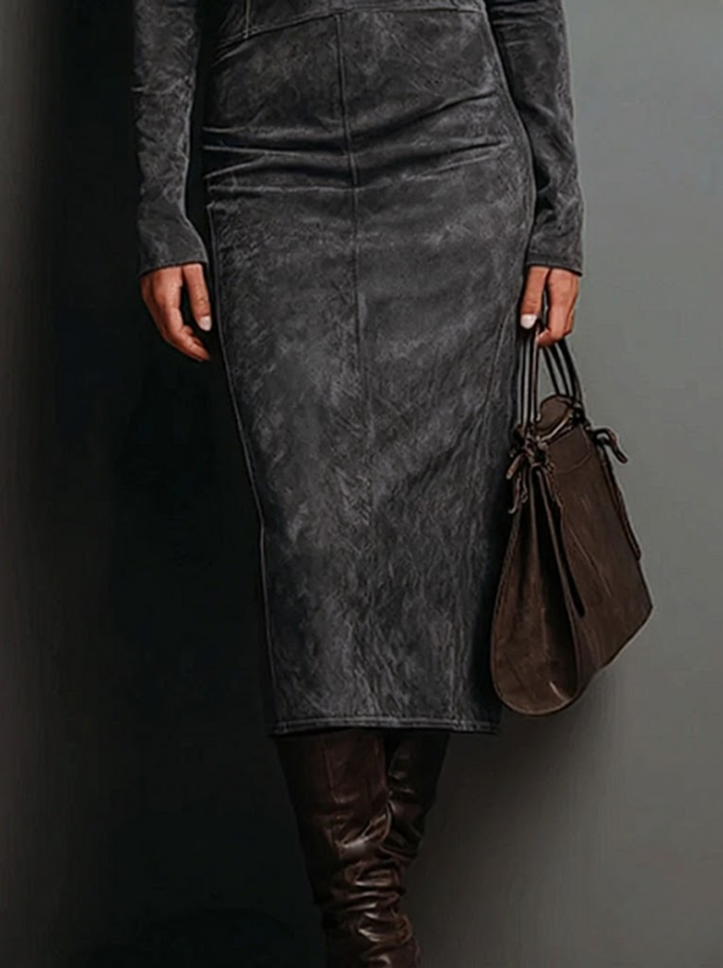 Lorena - Vestido midi largo marrón