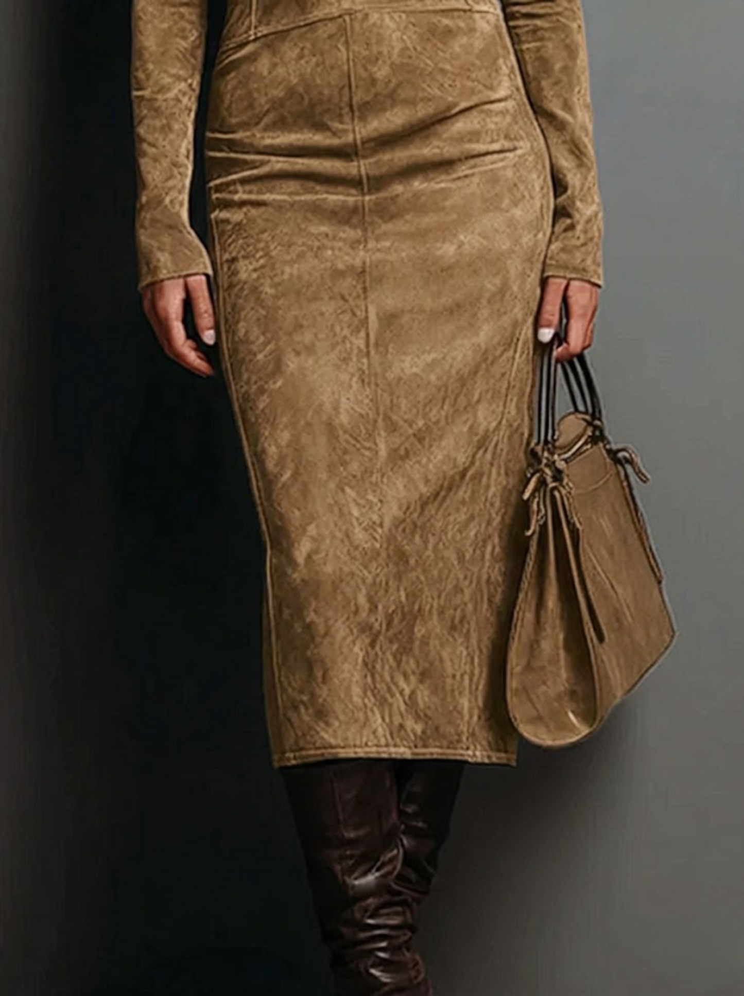 Lorena - Vestido midi largo marrón