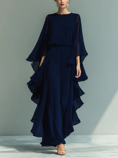 Aurora | Completo Elegante in Chiffon con Volant