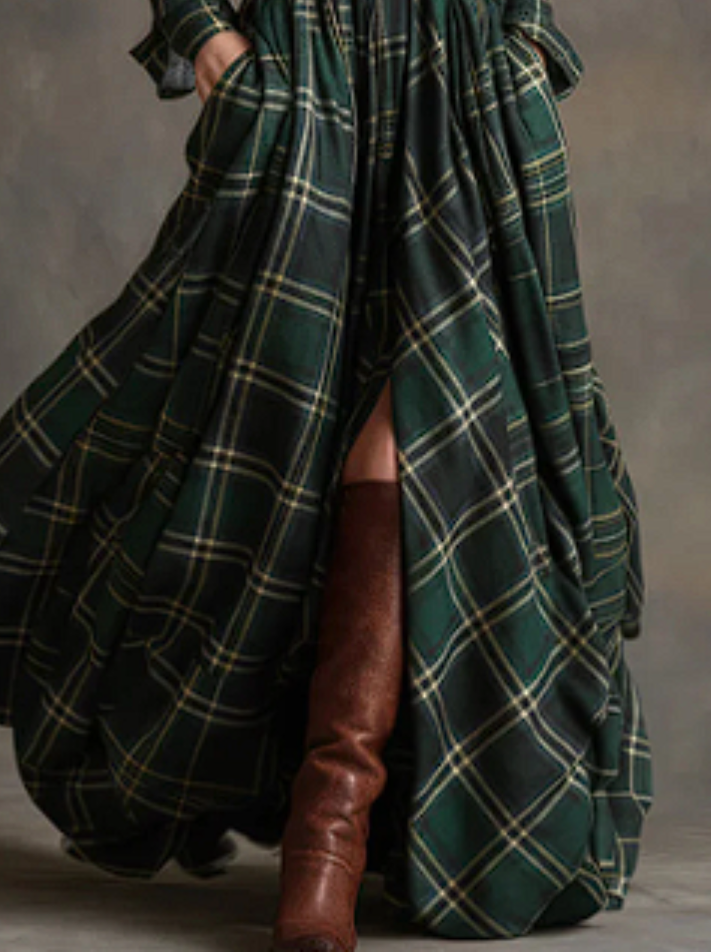 Beatriz - Vestido largo de cuadros con cinturón