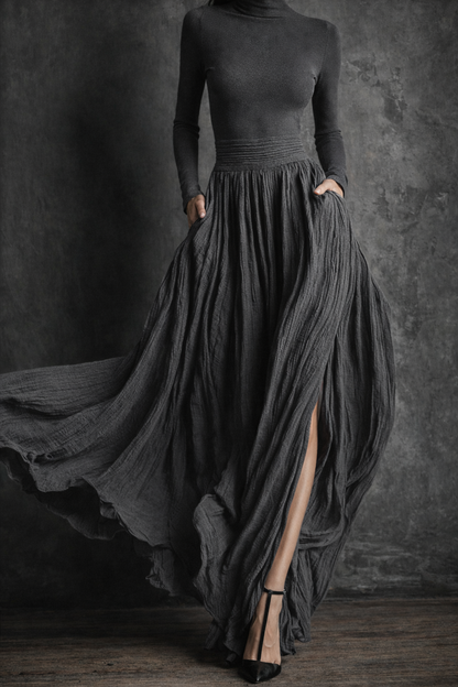 Raquel - Vestido maxi de cintura alta