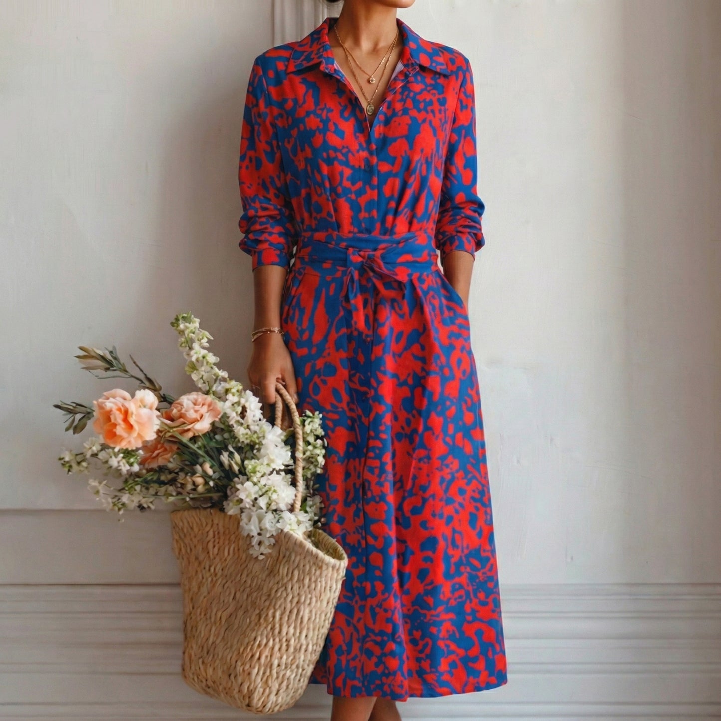 Lucía – Vestito Lungo Chemisier Stampato