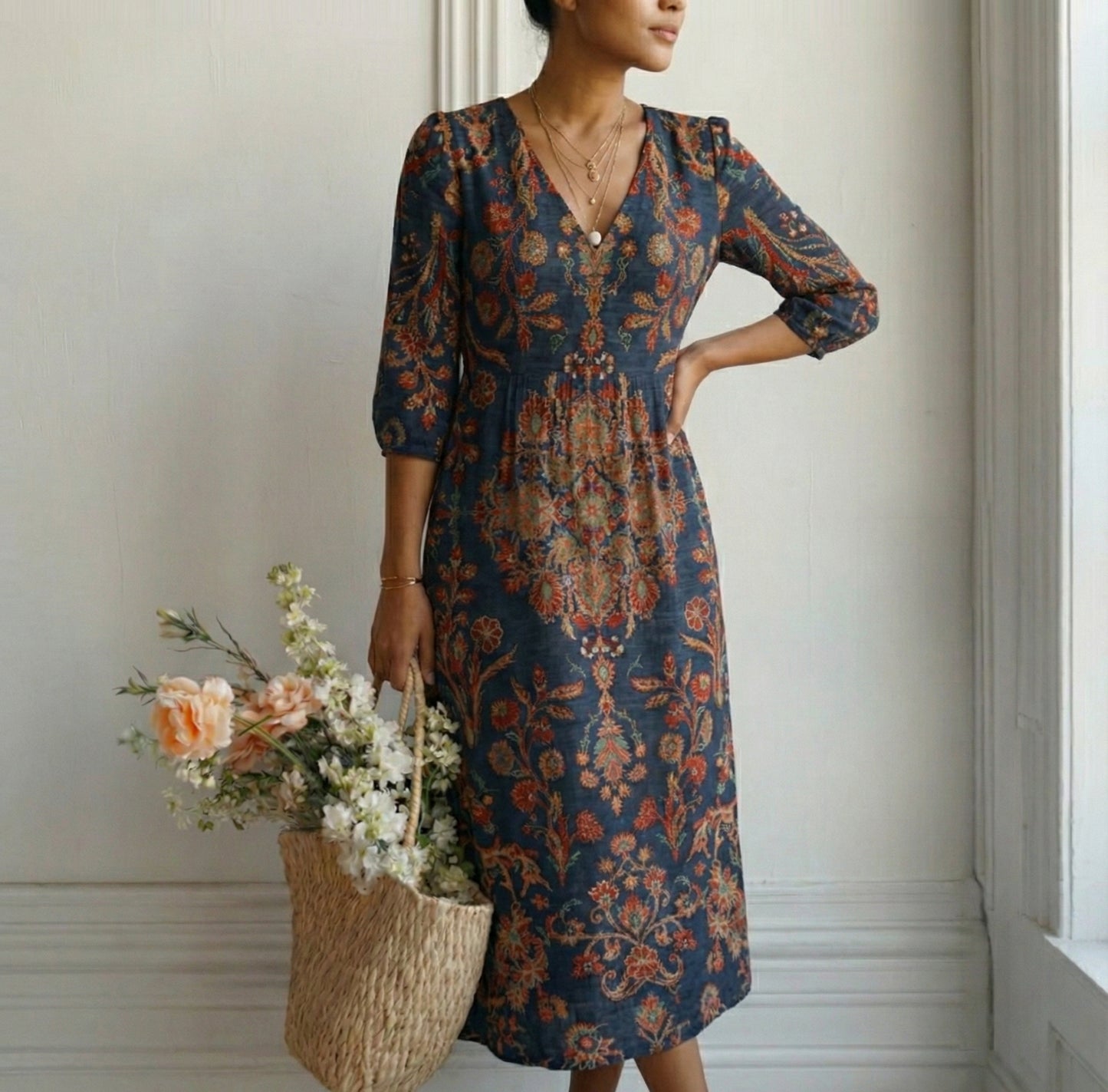 Leire – Vestido Largo de Estilo Étnico