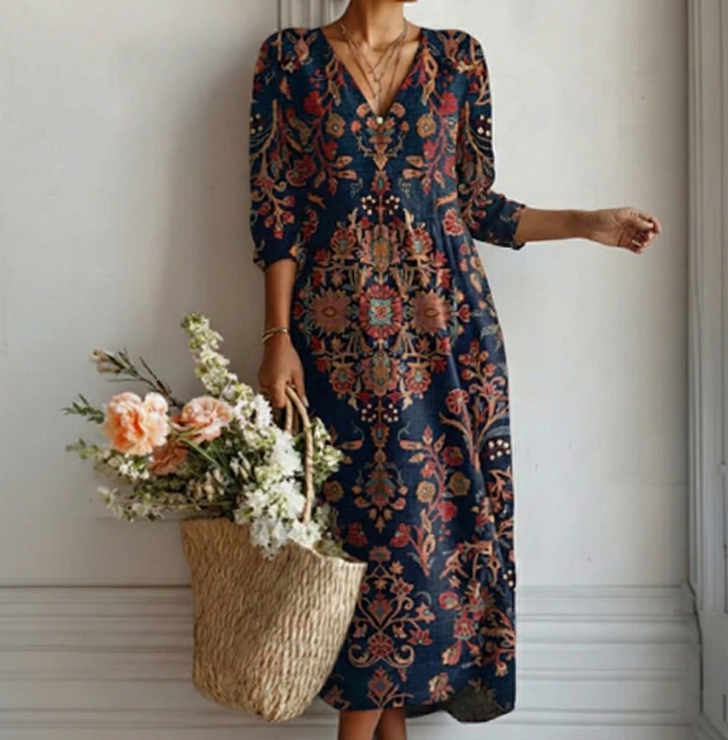 Leire – Vestido Largo de Estilo Étnico