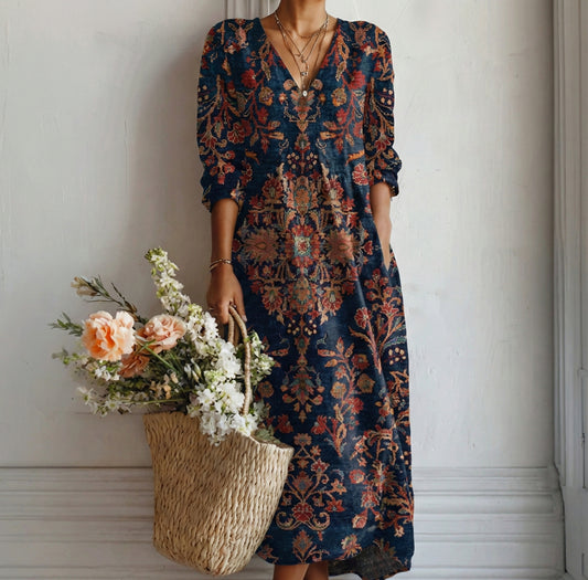 Leire – Vestido Largo de Estilo Étnico