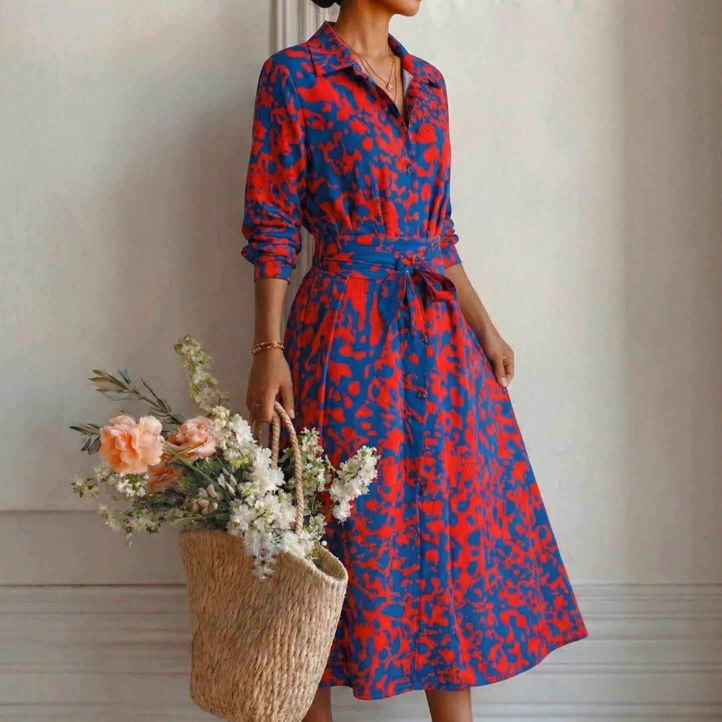 Lucía – Vestito Lungo Chemisier Stampato