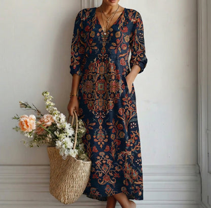 Leire – Vestido Largo de Estilo Étnico