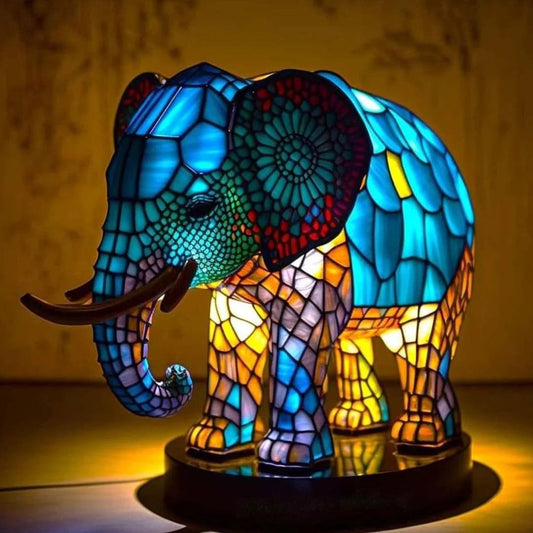 Kunglig Lampa med Lysande Elefant