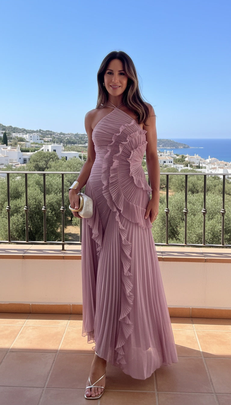 Rosé - Vestido Largo Plisado