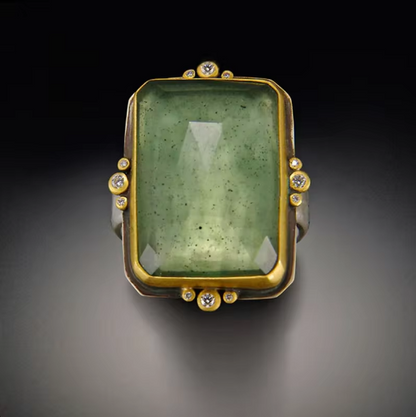 Anillo Retro Francés de Cristal Cuadrado