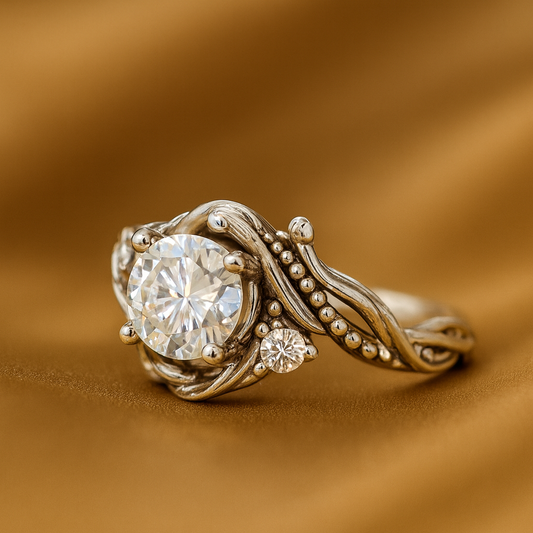Elegante Anillo de Plata con Rama y Circonitas