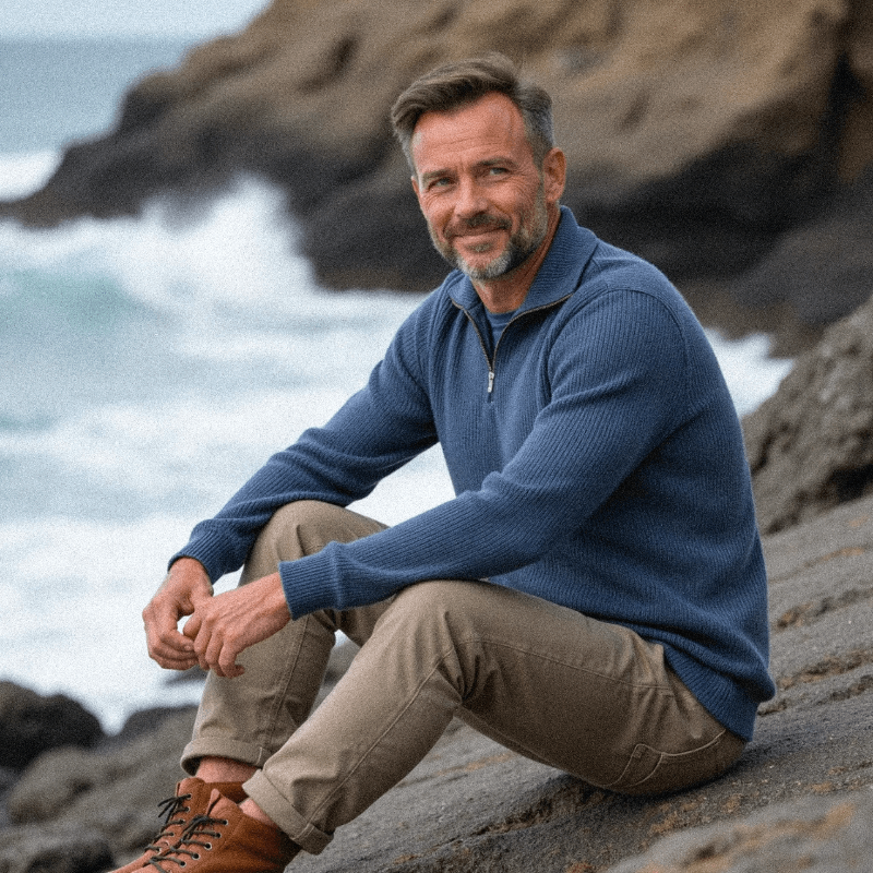 Kalvin | Långärmad tröja med krage och dragkedja