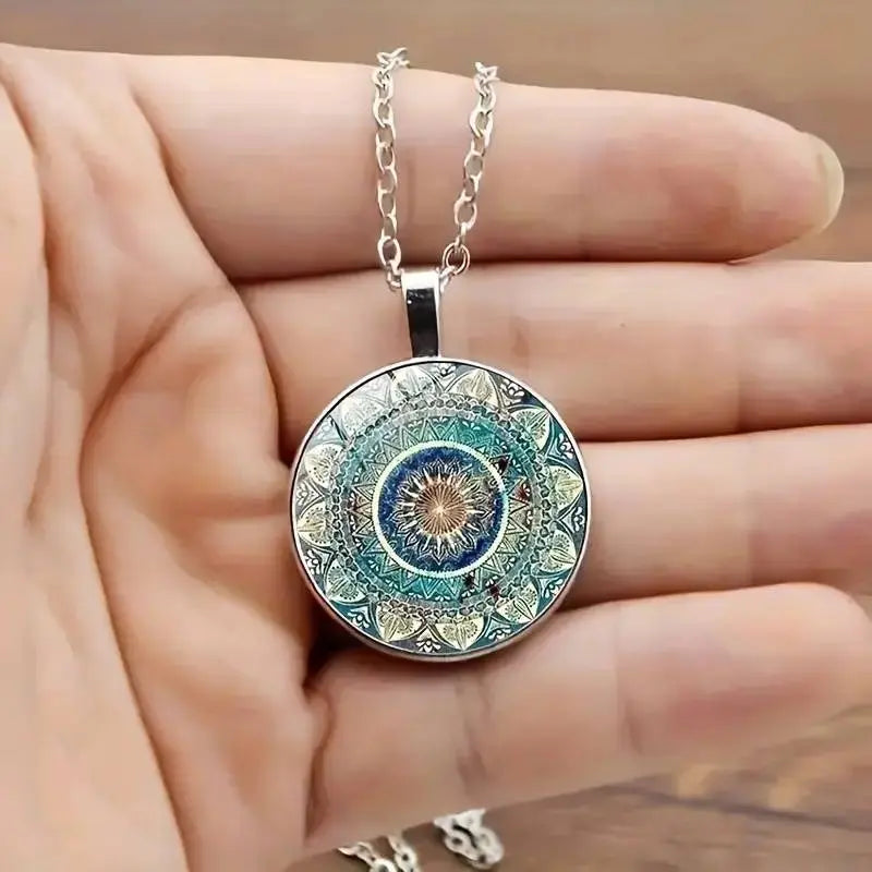 Collar Vintage de Mandala Azul Redondeado
