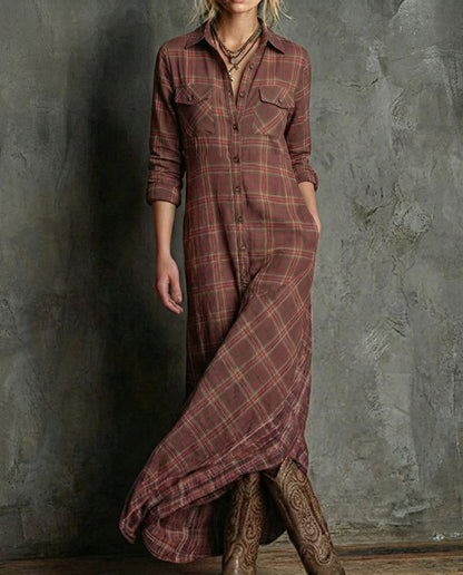 Valentina - Vestido largo a cuadros