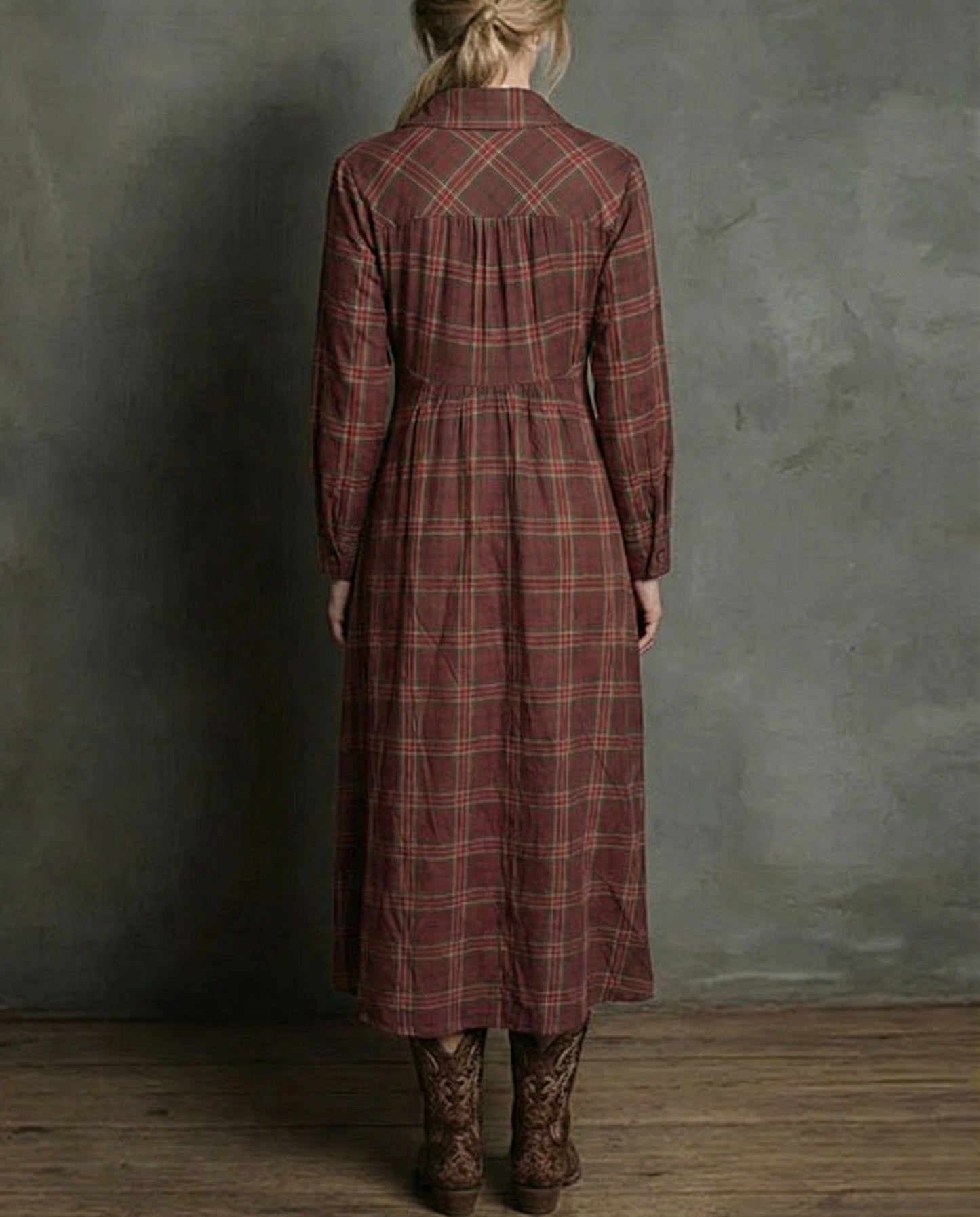 Valentina - Vestido largo a cuadros