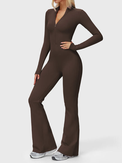 Yeoreo Belle Langarm Flared Jumpsuit mit Reißverschluss