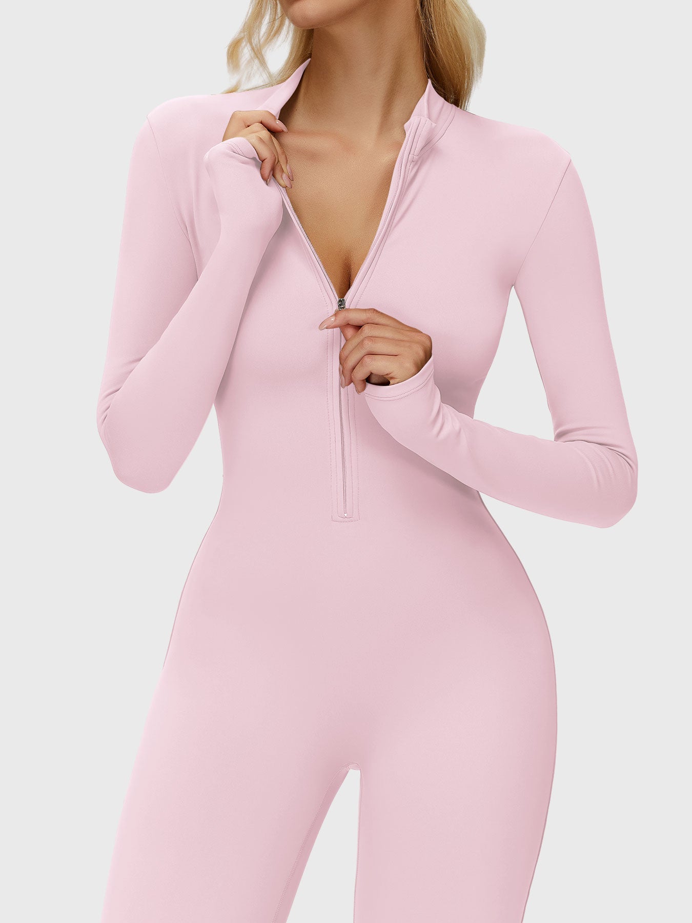 Yeoreo Belle Langarm Flared Jumpsuit mit Reißverschluss