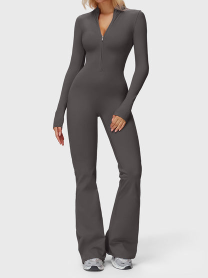 Yeoreo Belle Langarm Flared Jumpsuit mit Reißverschluss