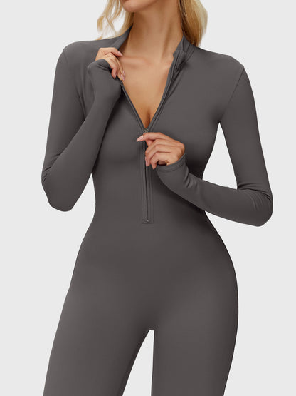 Yeoreo Belle Langarm Flared Jumpsuit mit Reißverschluss