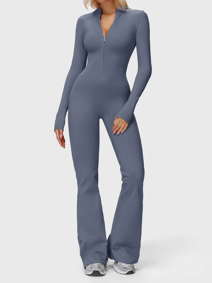 Yeoreo Belle Langarm Flared Jumpsuit mit Reißverschluss