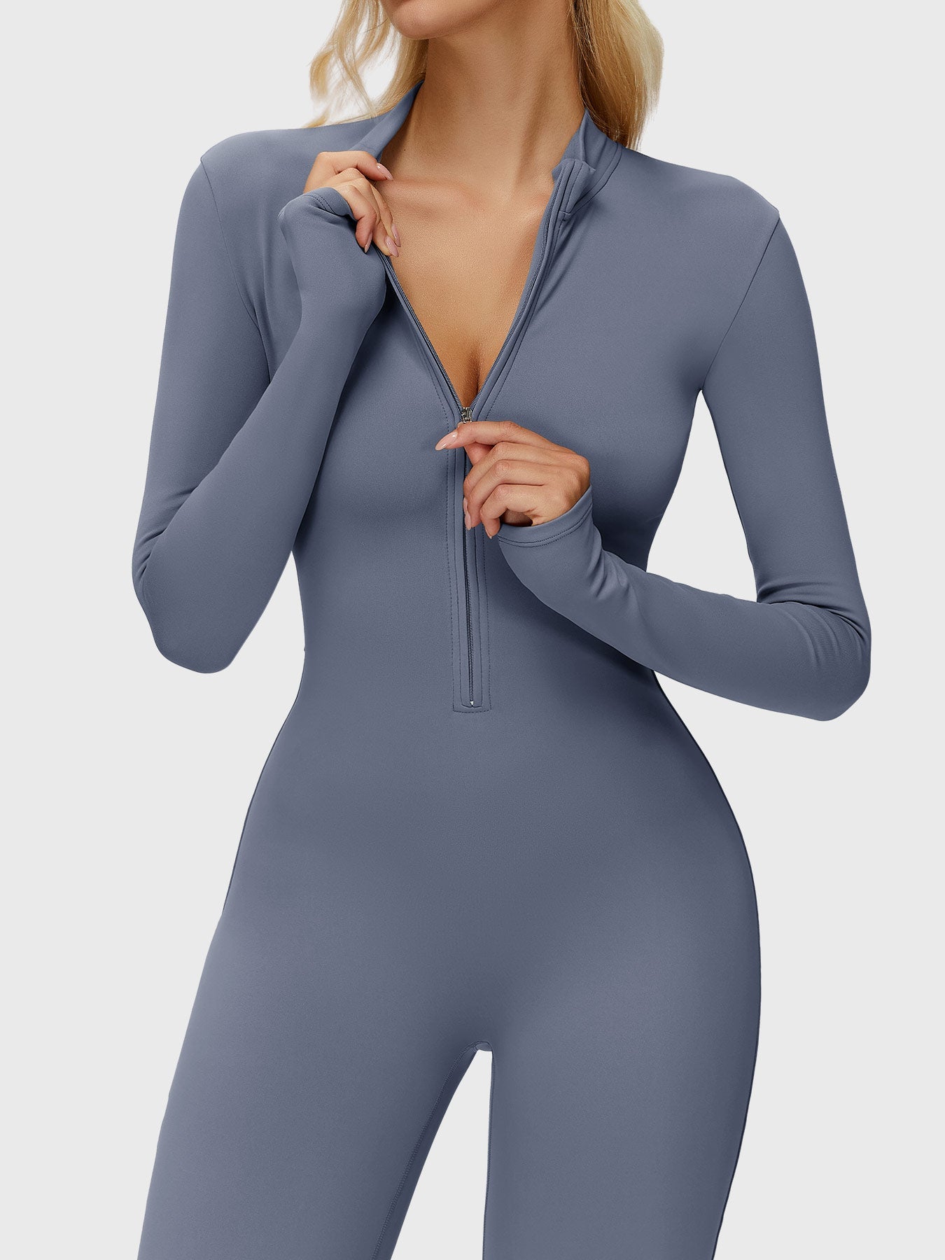 Yeoreo Belle Langarm Flared Jumpsuit mit Reißverschluss