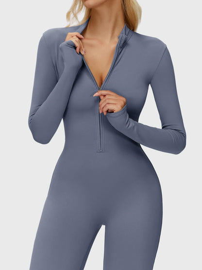 Yeoreo Belle Langarm Flared Jumpsuit mit Reißverschluss