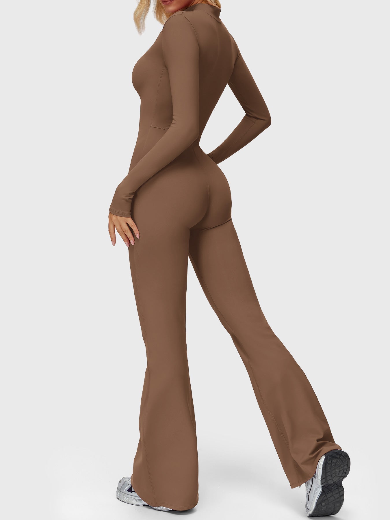 Yeoreo Belle Langarm Flared Jumpsuit mit Reißverschluss