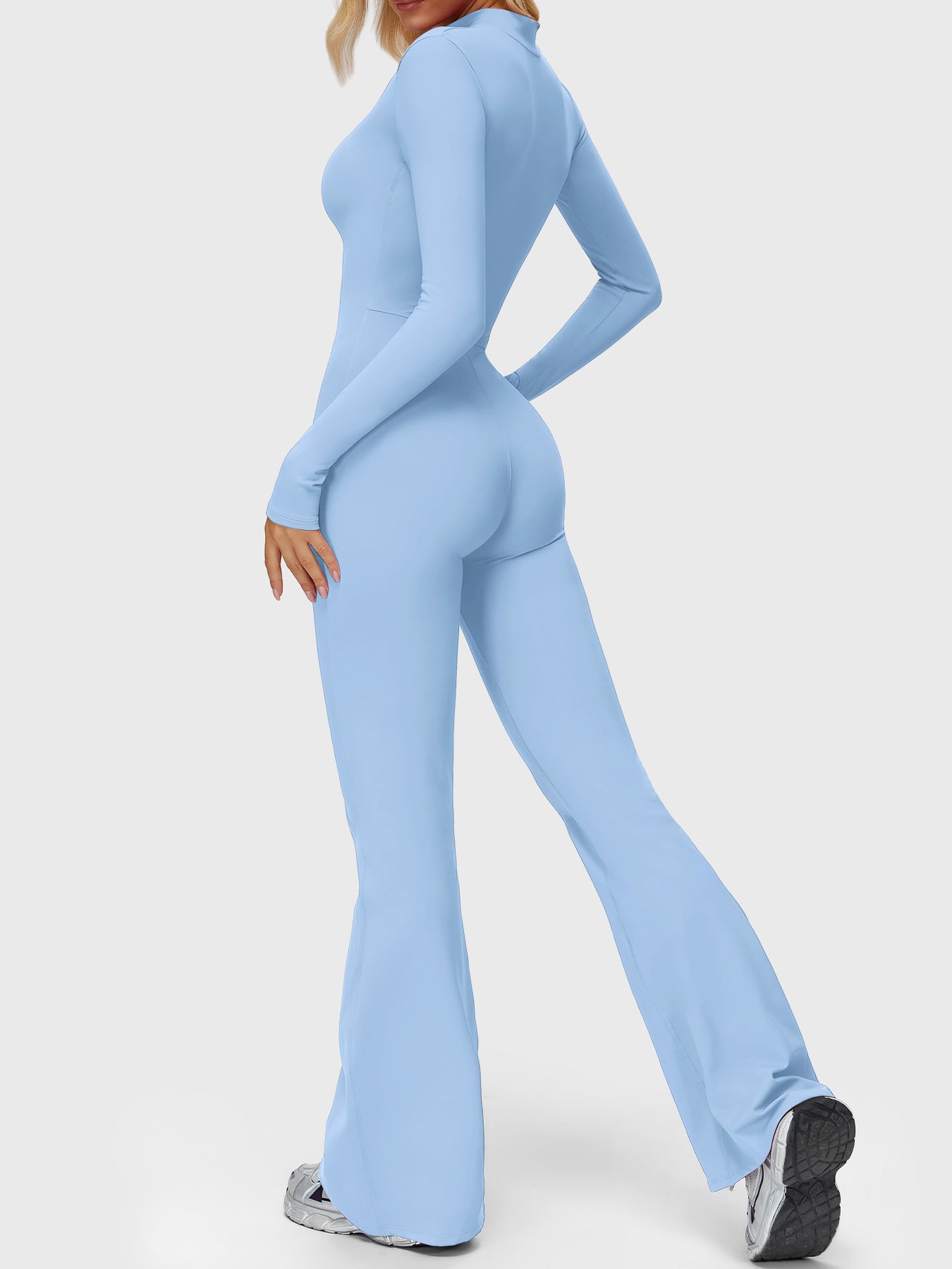Yeoreo Belle Langarm Flared Jumpsuit mit Reißverschluss
