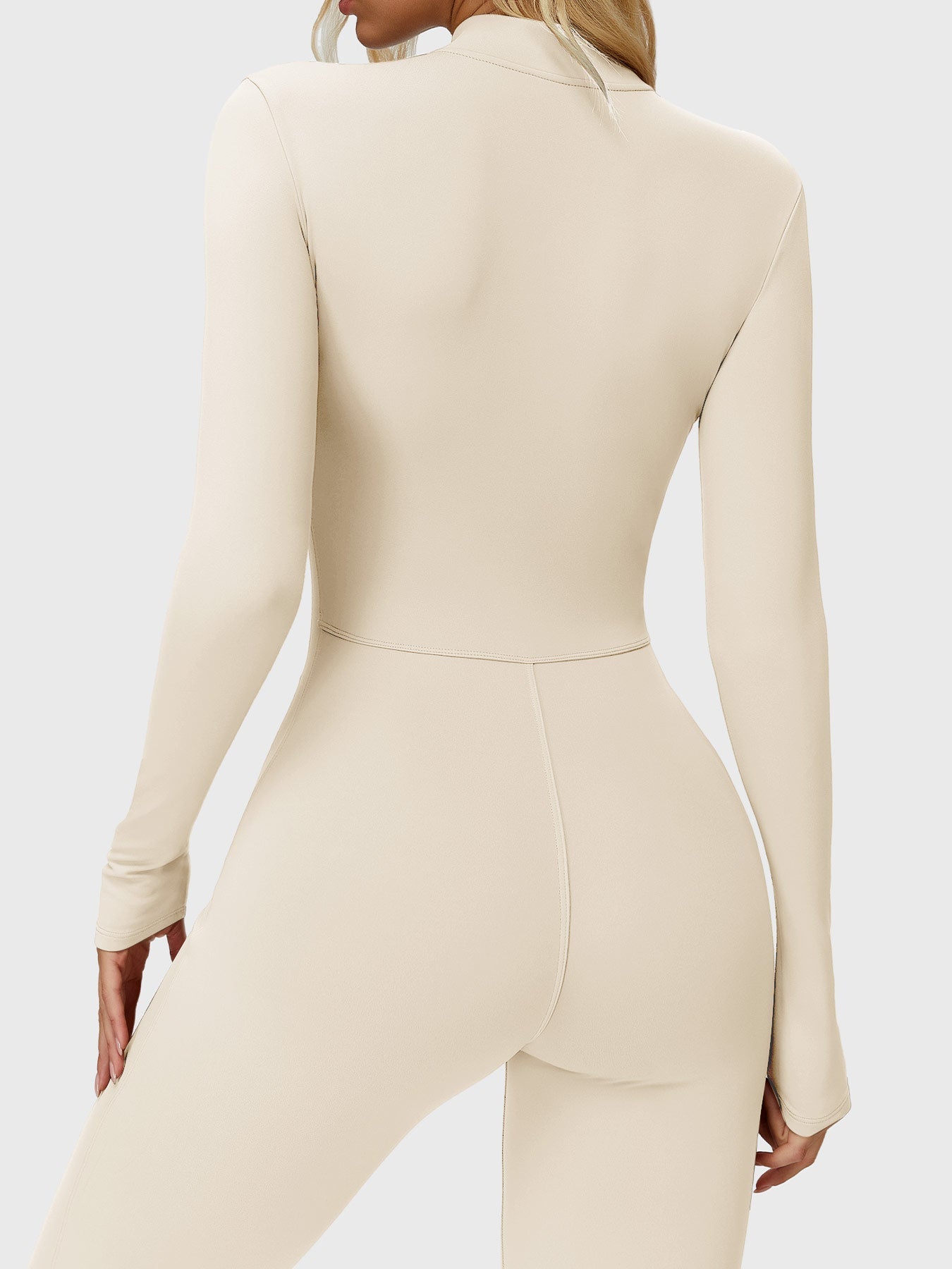 Yeoreo Belle Langarm Flared Jumpsuit mit Reißverschluss