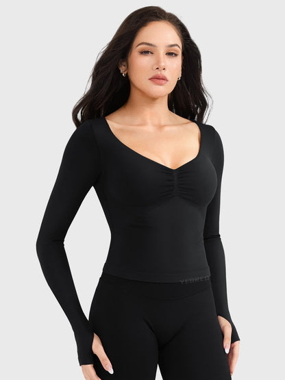 Yeoreo Agniee Nahtloses Langarm Top